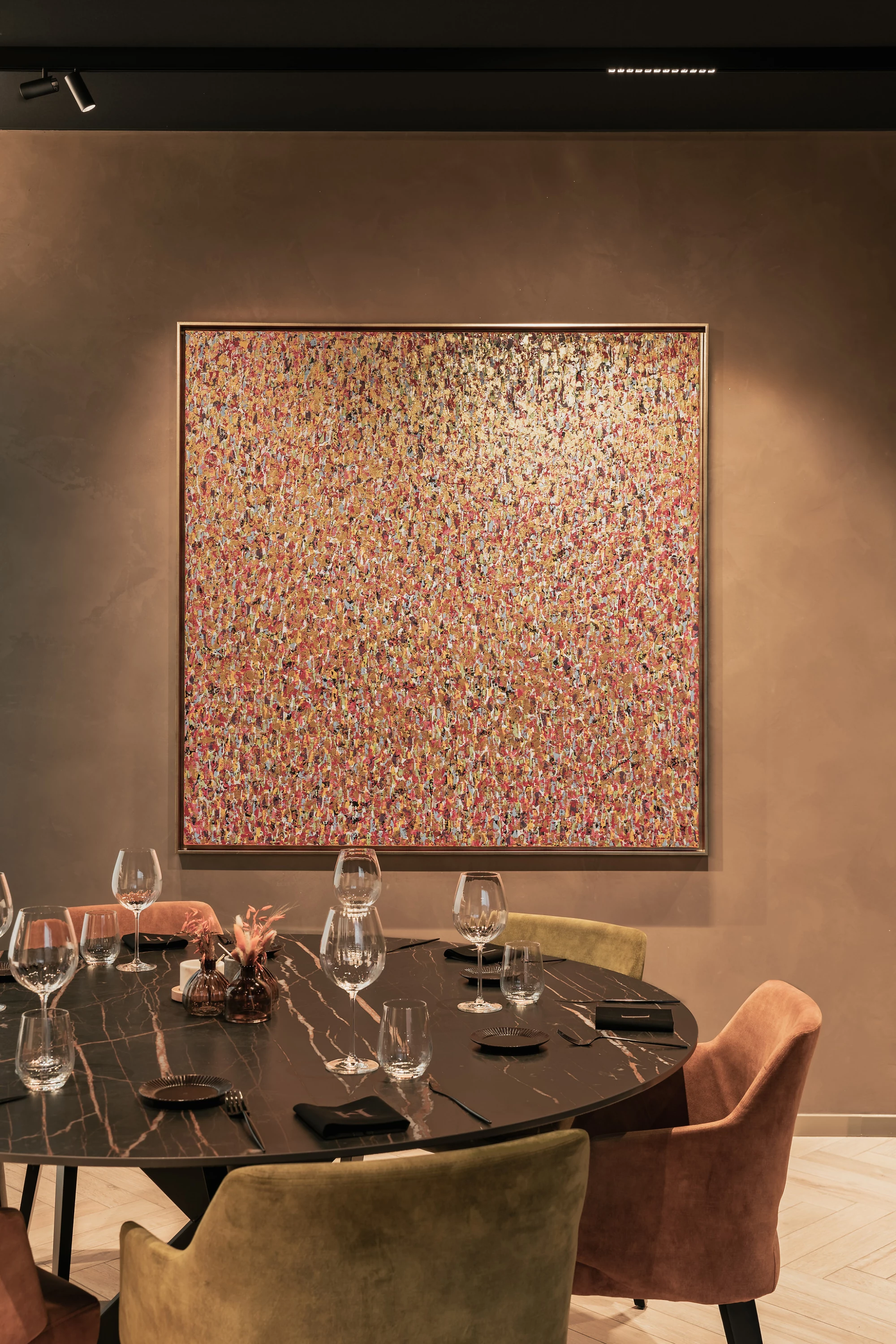 Schilderij "ziel van de wereld" in Restaurant Herenhuis Izegem